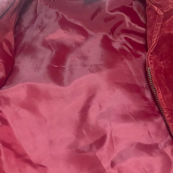 A.M.I. 1970's Red Suede Leather Sweater Boho  Ribbed jacket - Picture 4 of 6